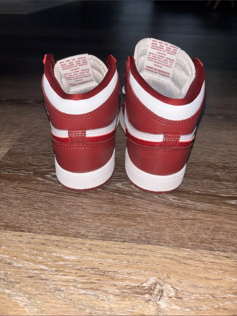 Jordan 1 Kids Sneakers White and Maroon High Top